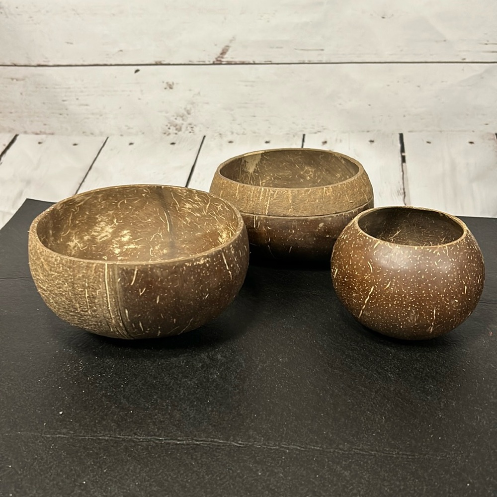 Coconut Bowls, set of 3, real coconut